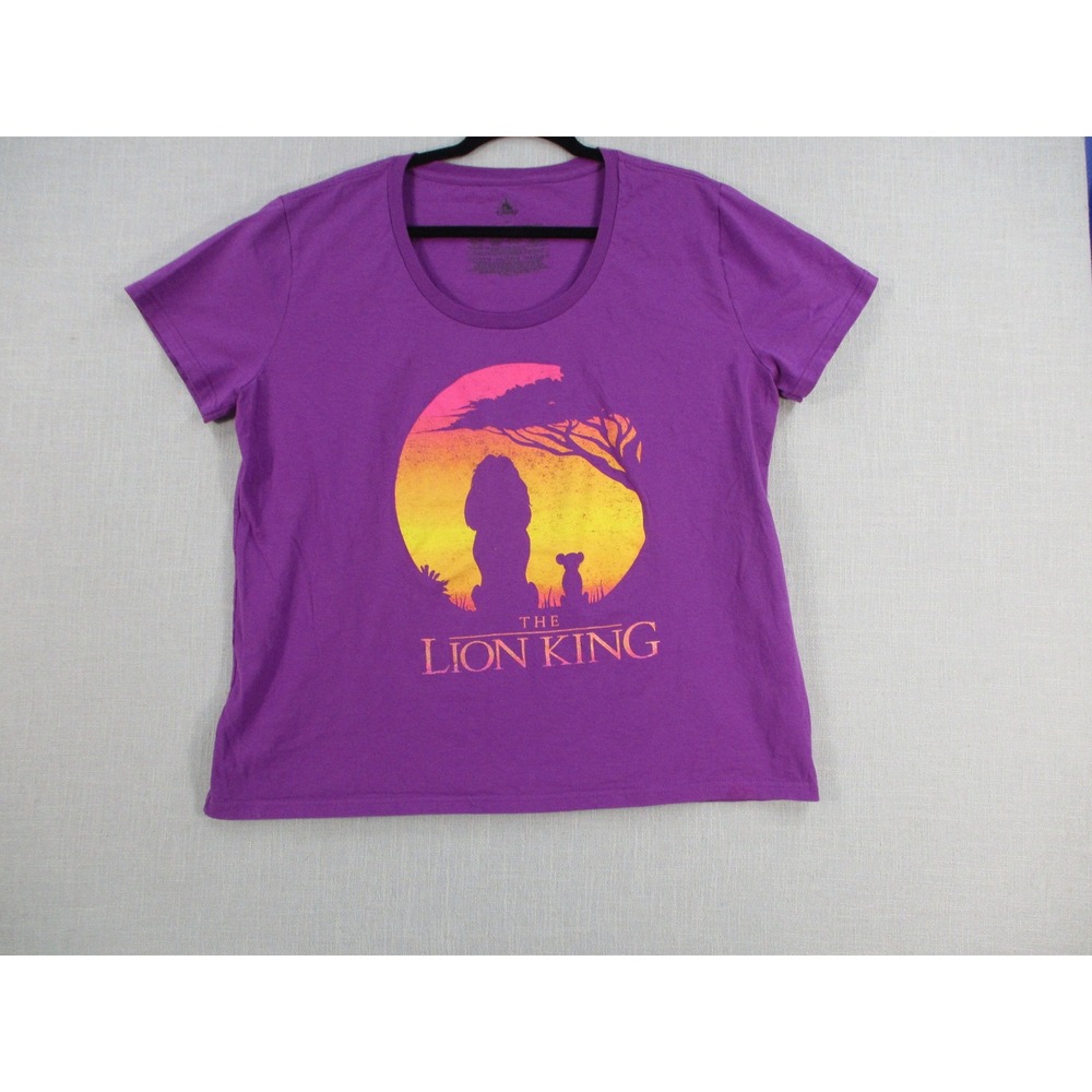 Disney The Lion King Graphic T-Shirt Purple Mufasa Simba Sunset 2XL Womens